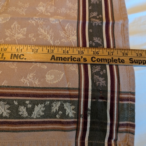 Jacquard weave leaves tablecloth fall autumn set with 6 napkins vintage - Picture 7 of 9